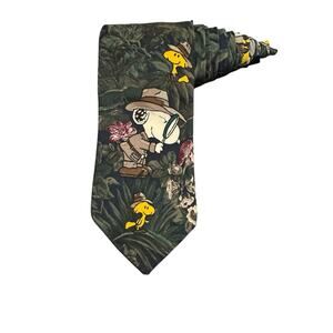 Peanuts Jungle Joe Cool Woodstock Cartoon Vintage Necktie 100% Silk